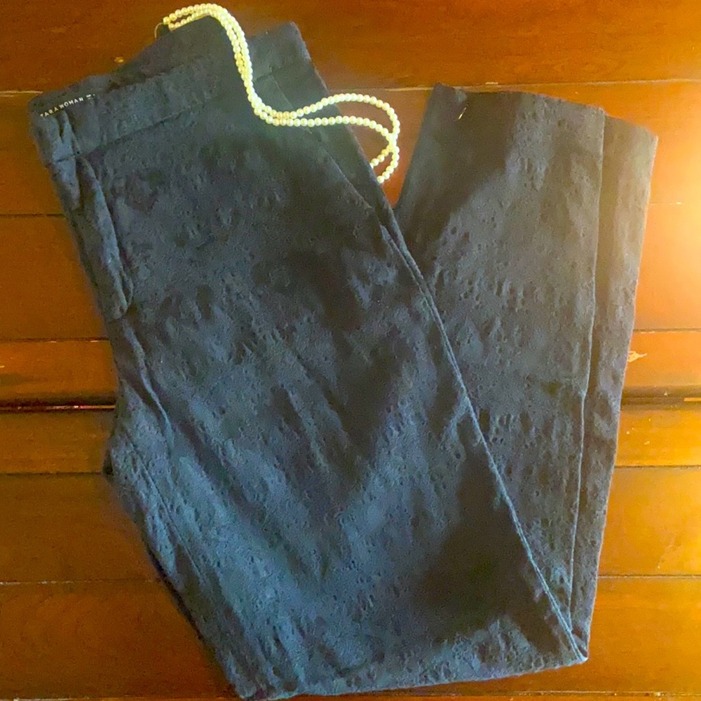 Zara Woman Lacey/ Eyelet Like Embellished Pants